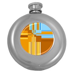 Endless Window Blue Gold Round Hip Flask (5 Oz) by designworld65