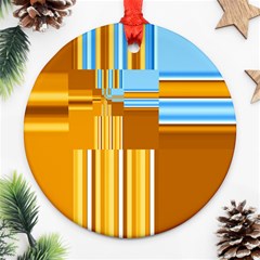 Endless Window Blue Gold Round Ornament (two Sides)