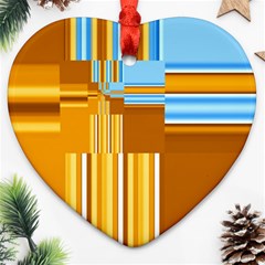 Endless Window Blue Gold Heart Ornament (two Sides) by designworld65