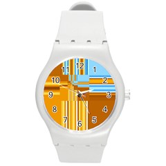 Endless Window Blue Gold Round Plastic Sport Watch (m) by designworld65