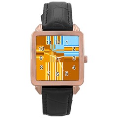 Endless Window Blue Gold Rose Gold Leather Watch  by designworld65