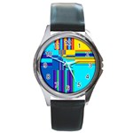 Colorful Endless Window Round Metal Watch Front