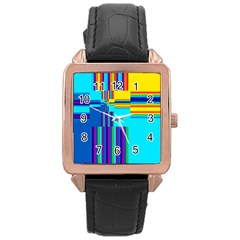 Colorful Endless Window Rose Gold Leather Watch  by designworld65