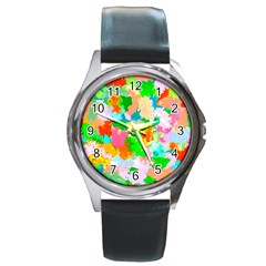 Colorful Summer Splash Round Metal Watch by designworld65