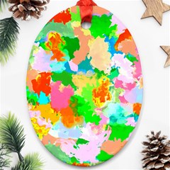 Colorful Summer Splash Oval Ornament (two Sides) by designworld65