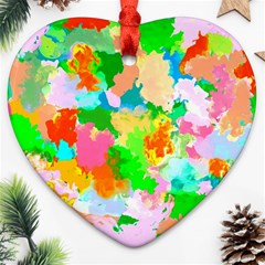 Colorful Summer Splash Heart Ornament (two Sides)