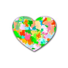 Colorful Summer Splash Rubber Coaster (heart)  by designworld65