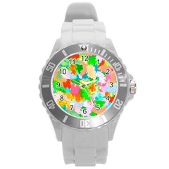 Colorful Summer Splash Round Plastic Sport Watch (l) by designworld65