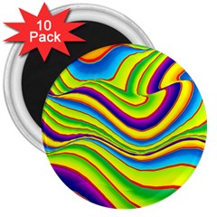 Summer Wave Colors 3  Magnets (10 Pack)  by designworld65