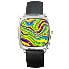 Summer Wave Colors Square Metal Watch by designworld65