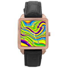 Summer Wave Colors Rose Gold Leather Watch  by designworld65