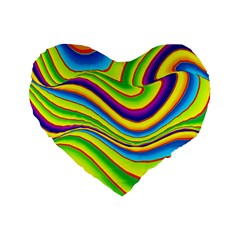 Summer Wave Colors Standard 16  Premium Flano Heart Shape Cushions by designworld65