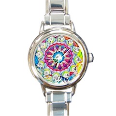 Sunshine Feeling Mandala Round Italian Charm Watch by designworld65