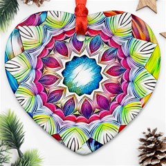 Sunshine Feeling Mandala Ornament (heart) by designworld65