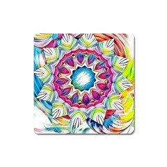 Sunshine Feeling Mandala Square Magnet by designworld65