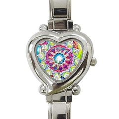 Sunshine Feeling Mandala Heart Italian Charm Watch by designworld65