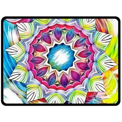 Sunshine Feeling Mandala Fleece Blanket (large)  by designworld65