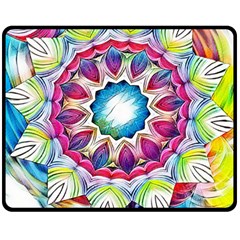 Sunshine Feeling Mandala Fleece Blanket (medium)  by designworld65