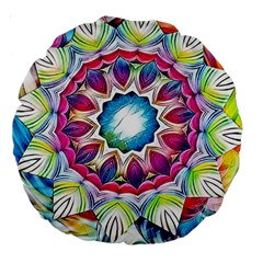 Sunshine Feeling Mandala Large 18  Premium Round Cushions by designworld65