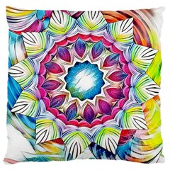 Sunshine Feeling Mandala Large Flano Cushion Case (one Side) by designworld65