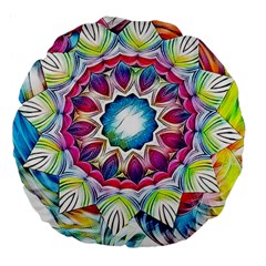 Sunshine Feeling Mandala Large 18  Premium Flano Round Cushions by designworld65