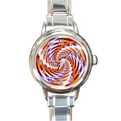 Woven Colorful Waves Round Italian Charm Watch by designworld65