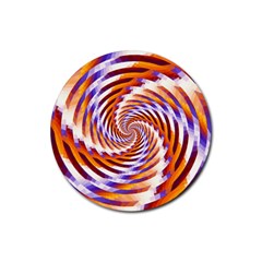 Woven Colorful Waves Rubber Coaster (round)  by designworld65