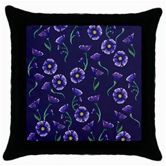 Floral Throw Pillow Case (black)