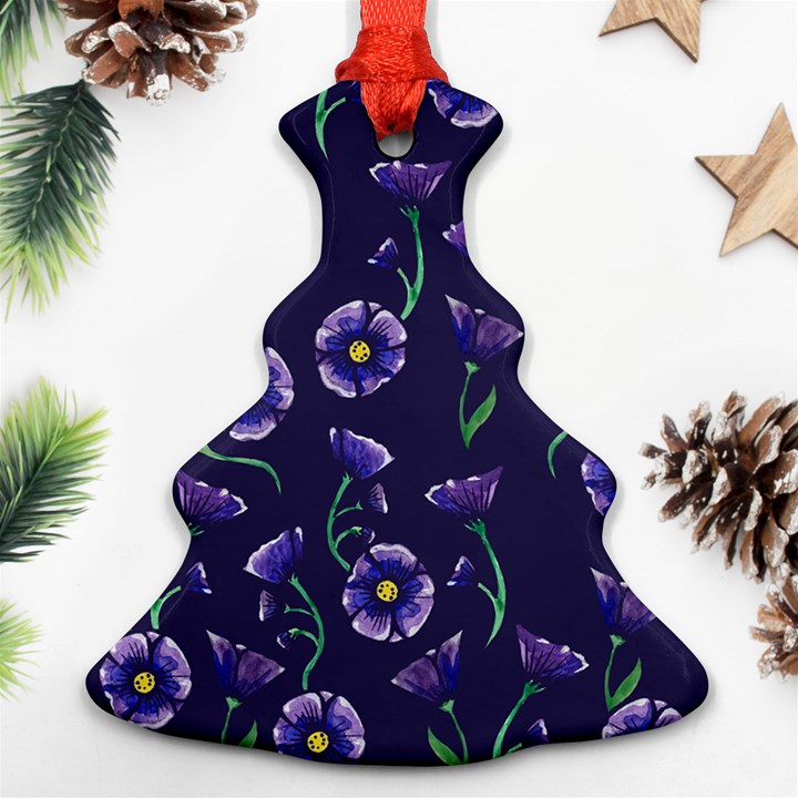 Floral Christmas Tree Ornament (Two Sides)