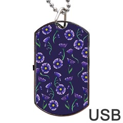 Floral Dog Tag Usb Flash (one Side) by BubbSnugg