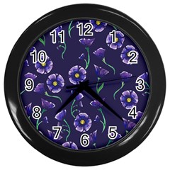 Floral Violet Purple Wall Clocks (black) by BubbSnugg