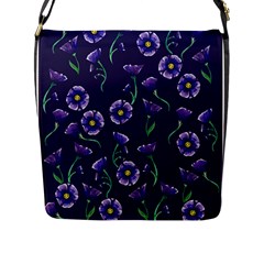 Floral Violet Purple Flap Messenger Bag (l)  by BubbSnugg