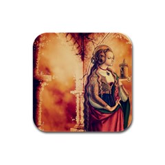 Fantasy Art Painting Magic Woman  Rubber Square Coaster (4 Pack)  by paulaoliveiradesign