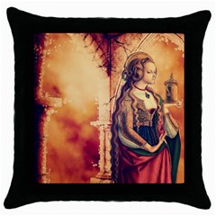 Fantasy Art Painting Magic Woman  Throw Pillow Case (black) by paulaoliveiradesign