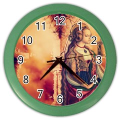 Fantasy Art Painting Magic Woman  Color Wall Clocks by paulaoliveiradesign