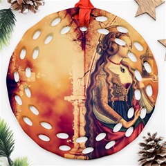 Fantasy Art Painting Magic Woman  Ornament (round Filigree) by paulaoliveiradesign