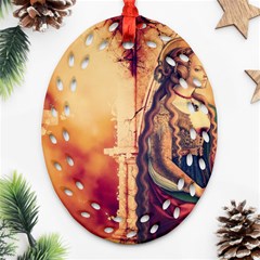 Fantasy Art Painting Magic Woman  Oval Filigree Ornament (two Sides) by paulaoliveiradesign