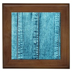 Denim Jeans Fabric Texture Framed Tiles by paulaoliveiradesign