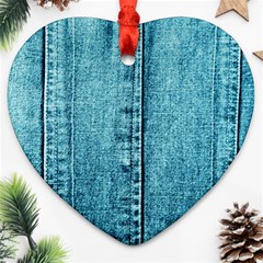 Denim Jeans Fabric Texture Ornament (heart) by paulaoliveiradesign