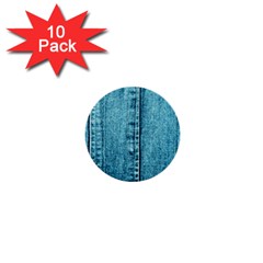 Denim Jeans Fabric Texture 1  Mini Buttons (10 Pack)  by paulaoliveiradesign