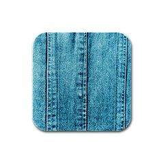 Denim Jeans Fabric Texture Rubber Square Coaster (4 Pack)  by paulaoliveiradesign