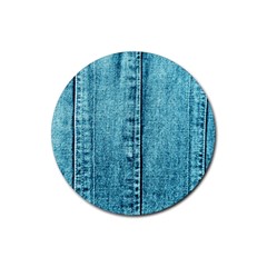 Denim Jeans Fabric Texture Rubber Round Coaster (4 Pack)  by paulaoliveiradesign