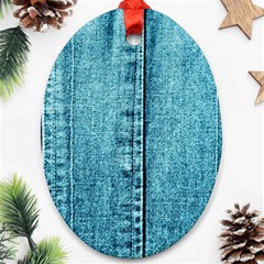 Denim Jeans Fabric Texture Oval Ornament (two Sides) by paulaoliveiradesign