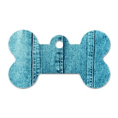 Denim Jeans Fabric Texture Dog Tag Bone (two Sides) by paulaoliveiradesign