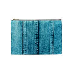 Denim Jeans Fabric Texture Cosmetic Bag (medium)  by paulaoliveiradesign