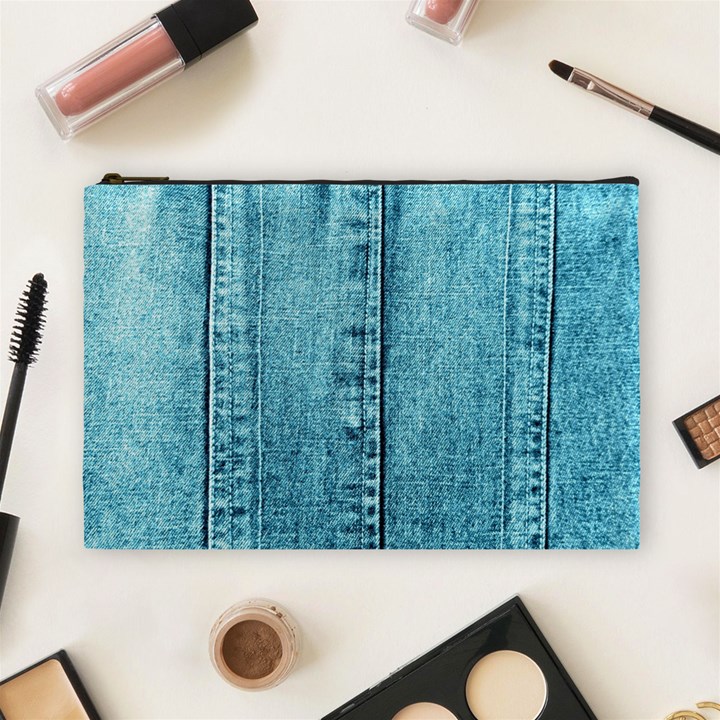 Denim Jeans Fabric Texture Cosmetic Bag (Large) 