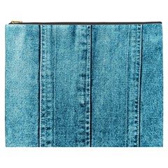 Denim Jeans Fabric Texture Cosmetic Bag (xxxl)  by paulaoliveiradesign