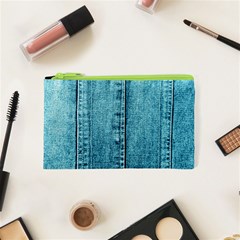 Denim Jeans Fabric Texture Cosmetic Bag (xs) by paulaoliveiradesign