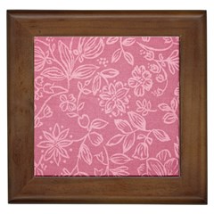 Floral Rose Flower Embroidery Pattern Framed Tiles by paulaoliveiradesign