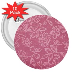 Floral Rose Flower Embroidery Pattern 3  Buttons (10 Pack)  by paulaoliveiradesign